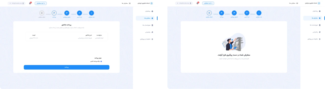 طراحی وب اپلیکشن و پلتفرم اتوماسیون خدمات فناوری ایرانیان