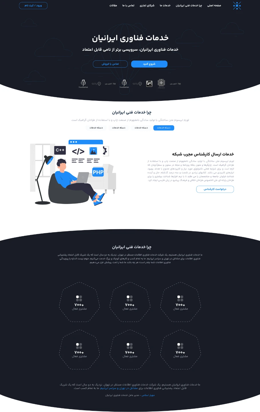 طراحی وب اپلیکشن و پلتفرم اتوماسیون خدمات فناوری ایرانیان