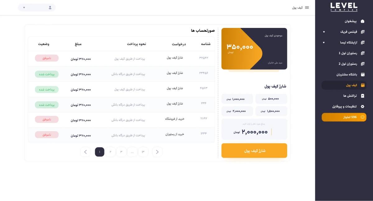 طراحی رابط کاربری پلتفرم یکپارچه لول کامپلکس