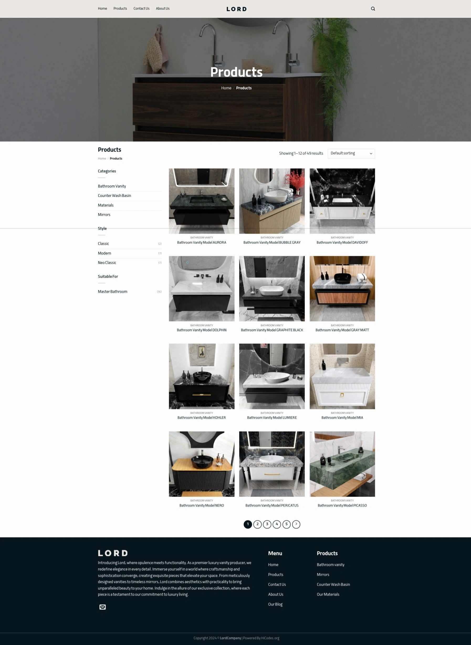 نمونه کار طراحی سایت کاتالوگ محصول لردکمپانی